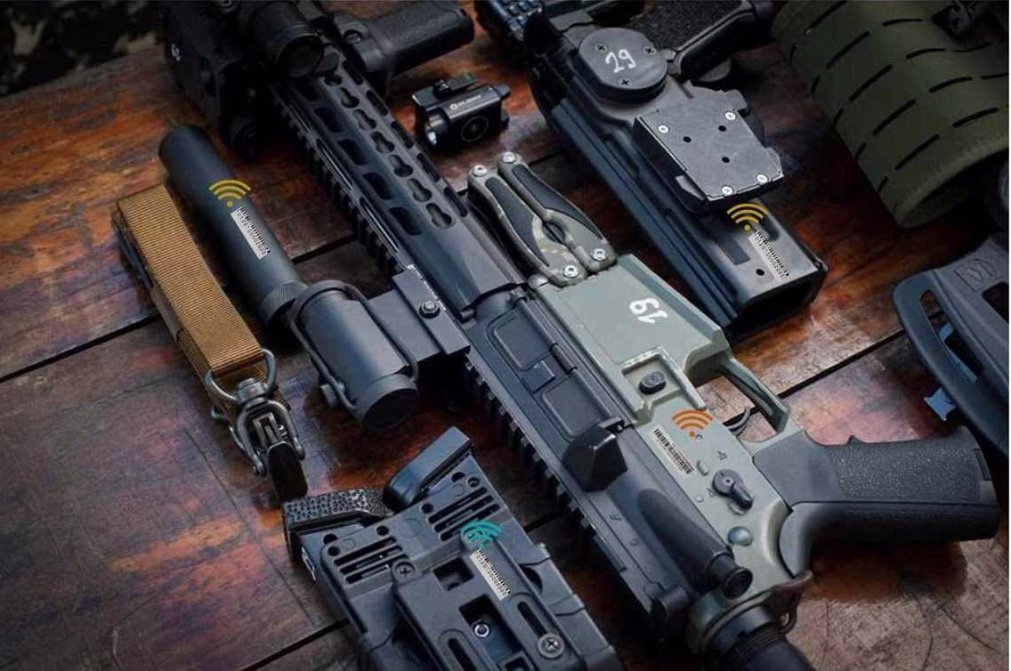 RFID weapon tracking system scanning firearms in a police armory